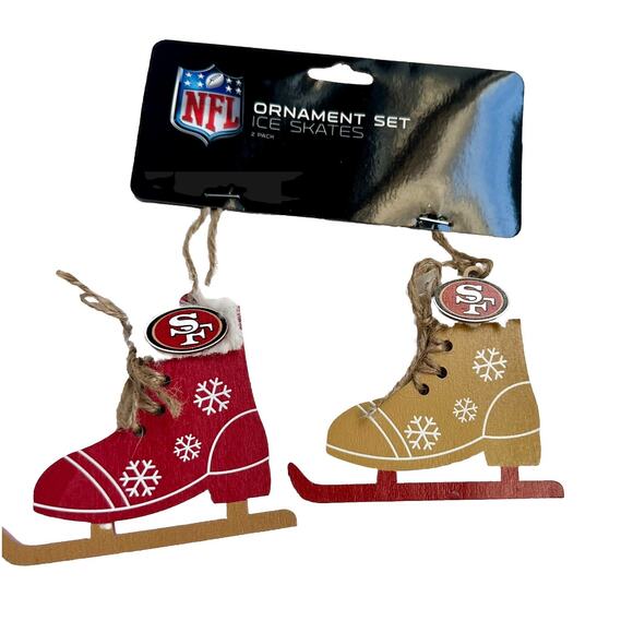 NFL San Francisco 49ers Ice Skate Ornament Set – 2-Pack Christmas Tree Decor NWT - Picture 8 of 8